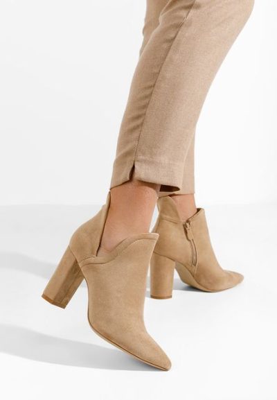 Botine cu toc gros Iryma kaki