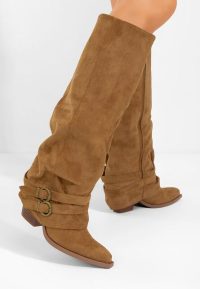 Cizme lungi cu toc gros Vencilie camel