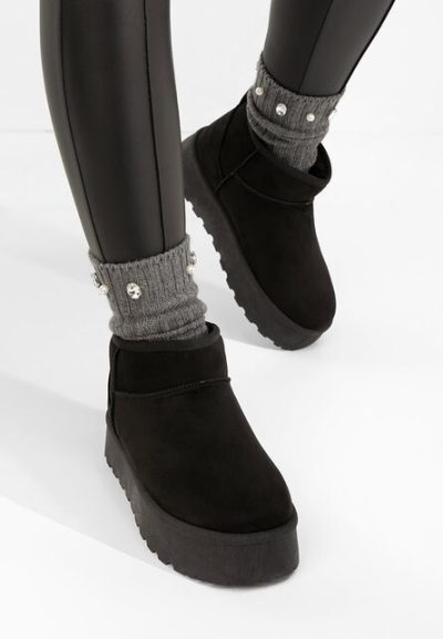 Cizme tip ugg cu platformă Zenaria negre