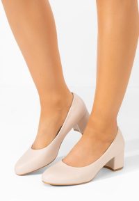 Pantofi cu toc gros Darcela bej
