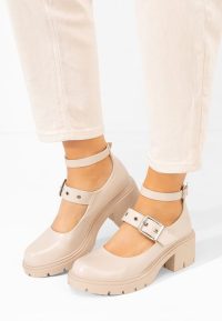 Pantofi cu toc gros Khalilah bej