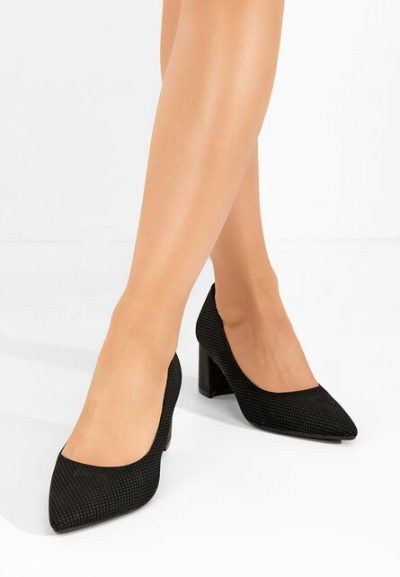Pantofi cu toc gros Takisha negri