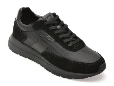 Pantofi sport BOSS negri, 7841, din material textil si piele naturala