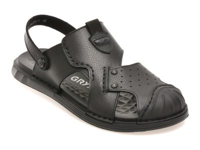Sandale GRYXX negre, T6388, din piele naturala